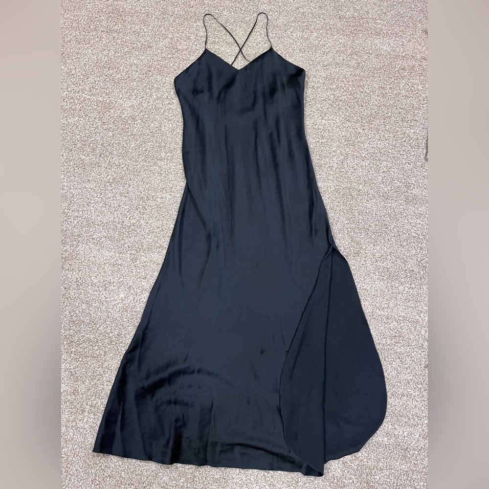 100% Silk Black Long Slip Dress Size L *Price is firm*